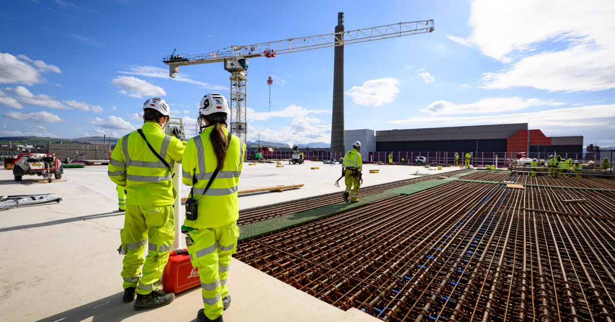 Graduates in high-visibility clothing at work on Sellafield construction site